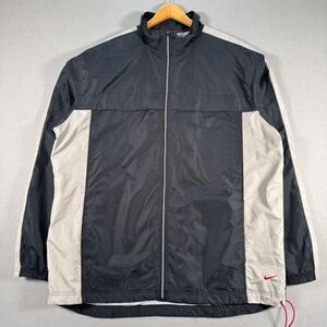 Vintage Nike Windbreaker Jacket Men 2XL Black Y2K Fleece Lined Sportswear Swoosh